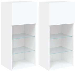 vidaXL Έπιπλα Τηλεόρασης με LED 2 τεμ. Λευκά 40,5x30x90 εκ.