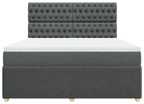 Κρεβάτι Boxspring με Στρώμα Σκούρο Γκρι 180x200 εκ Υφασμάτιν - Γκρι