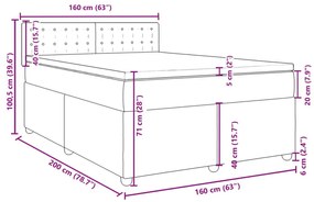 Κρεβάτι Boxspring με Στρώμα Σκούρο Καφέ 160x200 εκ Υφασμάτινο - Καφέ