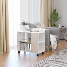vidaXL Τραπέζι Βοηθητικό Γυαλιστ.Λευκό 70x35x55 εκ. Επεξεργασμένο Ξύλο