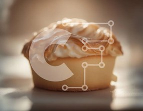 Intra Συλλεκτικό Ξύλινο Παζλ Plywood  4mm - Μικρό λευκό cupcake με σαντιγί Σε Ξύλινο Κουτί - Διαστάσεις: 10x10 cm – 25 κομμάτια