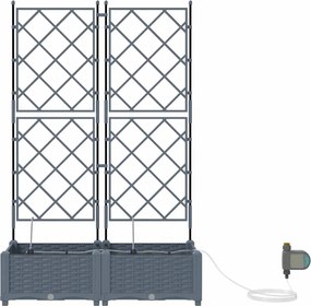 vidaXL Γλάστρα Κήπου 2 pcs Ανοιχτό Γκρι Ατσάλι
