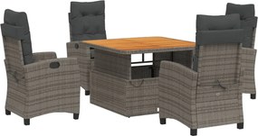vidaXL Σετ Τραπεζαρίας Κήπου 5 τεμ. Γκρι Συνθ. Ρατάν με Μαξιλάρια