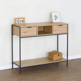 Κονσόλα Regando σε oak απόχρωση με μαύρο μέταλλο 100x35x80εκ 100x35x80 εκ.