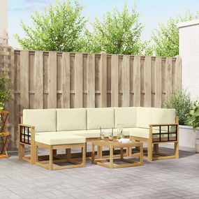 vidaXL Σειρά Καναπέ Εξωτερικού με μαξιλάρι 7 pcs Λευκό και Κρεμ