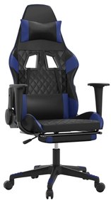 vidaXL Καρέκλα Gaming Μασάζ Υποπόδιο Μαύρο & Μπλε από Συνθετικό Δέρμα