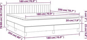 vidaXL Κρεβάτι Boxspring με Στρώμα Σκούρο Καφέ 180x200 εκ Υφασμάτινο