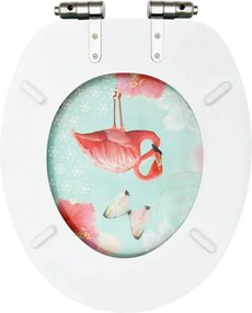 vidaXL Καλύμματα Λεκάνης με Soft Close 2 τεμ. Σχέδιο Φλαμίνγκο MDF