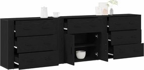 vidaXL Πλαϊνό γραφείο Μαύρη Οξυά 240 x 33 x 70 εκ. Επεξεργασμένο Ξύλο
