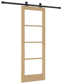 vidaXL Συρόμενη Πόρτα Καφέ 73.5 x 198.5 εκ. Ξύλο και μέταλλο