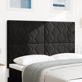 vidaXL Κεφαλάρι LED Σχεδίαση Διαμαντιών Μαύρο 160 εκ. Βελούδο