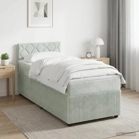 VidaXL Κρεβάτι box spring με στρώμα Ανοιχτό γκρι 80 x 200 cm Βελούδο