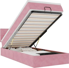 vidaXL Οθωμανικό κρεβάτι με στρώμα ροζ 90x200cm Velvet
