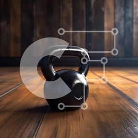 Intra Συλλεκτικό Ξύλινο Παζλ Plywood  4mm - Kettlebell στο ξύλινο πάτωμα Σε Ξύλινο Κουτί - Διαστάσεις: 10x10 cm – 25 κομμάτια