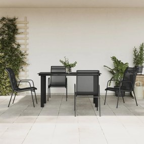 vidaXL Σετ Τραπεζαρίας Κήπου 5 Τεμαχίων Μαύρο Ατσάλι &amp; Textilene