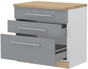 Επιδαπέδιο ντουλάπι Hudson R-90-3MBOX-Λευκό - Γκρι - 90.00Χ60.00Χ88.00cm