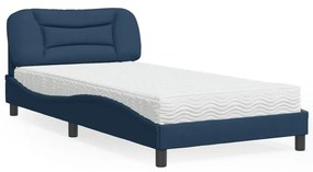 Κρεβάτι με Στρώμα Μπλε 100 x 200 εκ. Υφασμάτινο - Μπλε