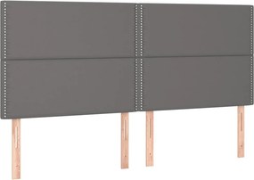 vidaXL Κρεβάτι Boxspring με Στρώμα &amp; LED Γκρι 200x200 εκ. Συνθ. Δέρμα