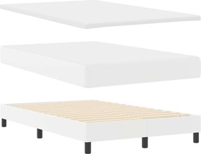 vidaXL Κρεβάτι με ελατήρια Λευκό 120 x 200 cm Τεχνητό δέρμα