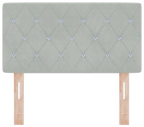 vidaXL Κεφαλάρι LED με κρυστάλλινα κουμπιά και ταυτισμένα Ανοιχτό γκρι 80 εκ. Βελούδο