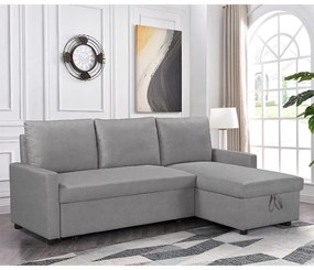 Γωνιακός καναπές κρεβάτι Infuse pakoworld με αποθηκευτικό χώρο γκρι ύφασμα 203x130x88εκ - Ύφασμα - 035-000062