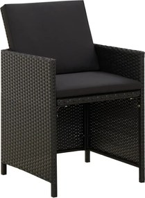 vidaXL Σετ Τραπεζαρίας Κήπου 3 Τεμαχίων Μαύρο με Μαξιλάρια