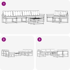 vidaXL Σειρά Καναπέ Εξωτερικού 7 pcs Λευκό και Μπεζ