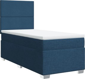 vidaXL Κρεβάτι Boxspring με Στρώμα Μπλε 90x200 εκ.Υφασμάτινο