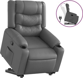 vidaXL Πολυθρόνα Ανακλινόμενη με Ανύψωση Γκρι Συνθετικό Δέρμα