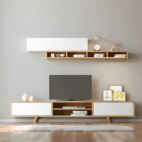 Σύνθεση τηλεόρασης Serine Megapap χρώμα λευκό - sapphire oak 170x37x45εκ.-GP055-0025,2