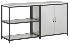 vidaXL Σετ Αποθήκευσης Κουζίνας με ράφι 2 pcs Ασημί 180 x 50 x 92 εκ.