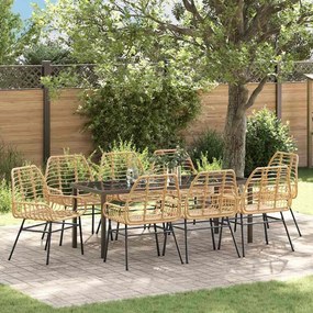 vidaXL Σέτ φαγητού για κήπο 9 pcs Καφέ συνθετικό ρατάν