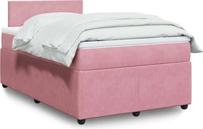 vidaXL Κρεβάτι Boxspring με Στρώμα Ροζ 120x190 εκ. Βελούδινο