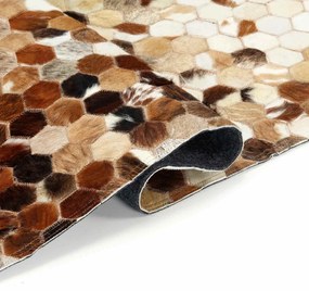 vidaXL Χαλί από Δέρμα Μοσχαριού σε Patchwork Καφέ 170 x 120 εκ. Δέρμα