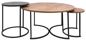 Set of 3 Coffee Tables Roundel Fylliana Wood Color 90 cm 90x90x44 εκ.