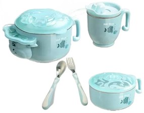 Βρεφικό Σετ Φαγητού Grinder AM-004 (5τμχ) Light Blue Hot Mom 5 τμχ Ατσάλι,Πολυπροπυλένιο