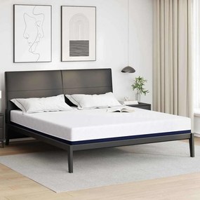 vidaXL Στρώμα Λευκό και Μπλε 200 x 200 cm Ζακάρ ύφασμα