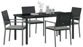 vidaXL Σέτ φαγητού για κήπο 5 pcs Μαύρο Πολυ ράταν