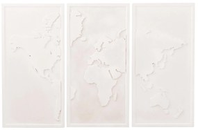 ΠΙΝΑΚΑΣ 3-ΠΤΥΧΟΣ WORLD MAP SANTORINI  MDF ΣΕ ΥΠΟΛΕΥΚΟ ΧΡΩΜΑ 180x4(πάχος)x120Υεκ.