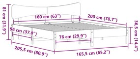 Σκελετός Κρεβ. Χωρίς Στρώμα Καφέ Κεριού 160x200 εκ Μασίφ Πεύκο - Καφέ