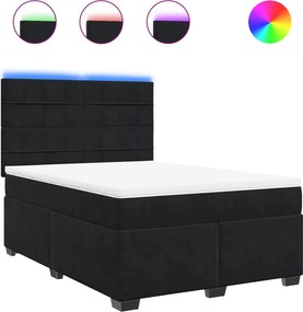 vidaXL Κρεβάτι Boxspring με Στρώμα Μαύρο 140x200 εκ. Βελούδινο