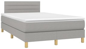 vidaXL Κρεβάτι Boxspring με Στρώμα &amp; LED Αν.Γκρι 120x200 εκ Υφασμάτινο