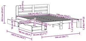 Σκελετός Κρεβ. Χωρίς Στρώμα Λευκό 140x190 εκ Μασίφ Πεύκο - Λευκό