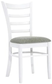 Ε7052,4 NATURALE Καρέκλα Άσπρο, Ύφασμα Γκρι  42x50x91cm Γκρι/Άσπρο,  Ξύλο/Ύφασμα, , 2 Τεμάχια