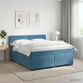 vidaXL Κρεβάτι box spring με στρώμα Σκούρο Μπλε 140 x 190 cm Βελούδο