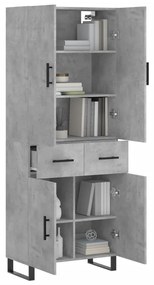 vidaXL Ντουλάπι Γκρι Σκυροδέματος 69,5x34x180 εκ. Επεξεργασμένο Ξύλο