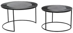 Σετ με 2 τραπέζια DKD Home Decor Μαύρο Μέταλλο Αλουμίνιο 76 x 76 x 44 cm