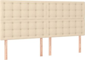 vidaXL Κρεβάτι Boxspring με Στρώμα Κρεμ 200x200 εκ. Υφασμάτινο