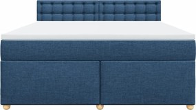 vidaXL Κρεβάτι Boxspring με Στρώμα Μπλε 180x200 εκ. Υφασμάτινο