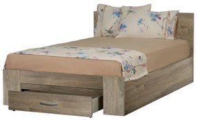 Box Bed EVA with drawer Dark Oak 90x200 cm 90x200x85 εκ.